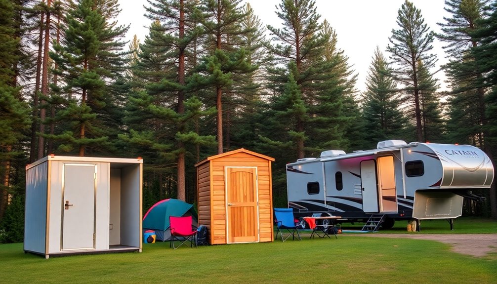 variety of portable toilets