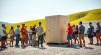 portable restrooms on set