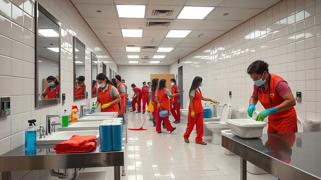 promptly clean restrooms consistently