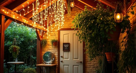 outdoor restroom twinkle lighting