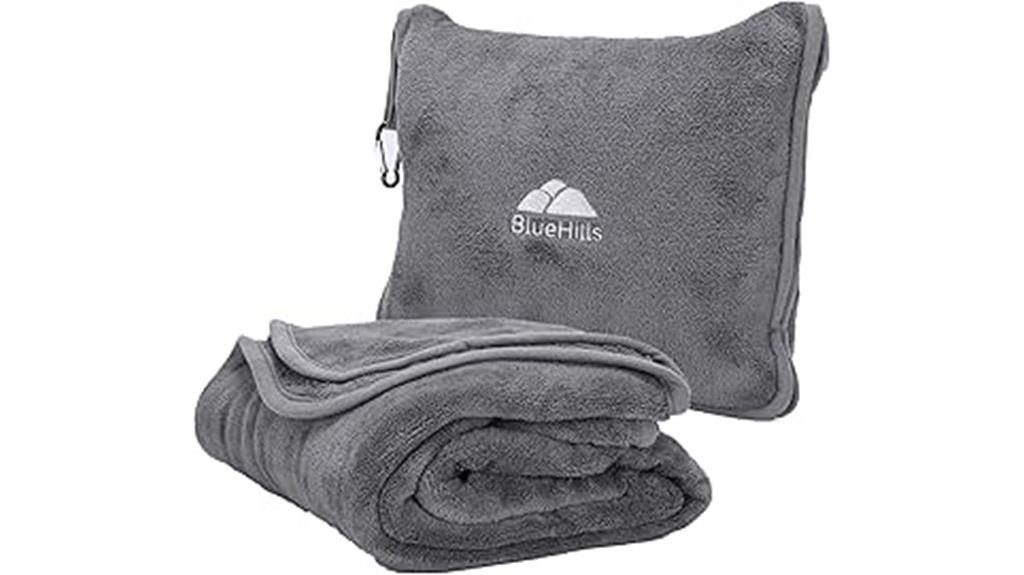 blue travel blanket set