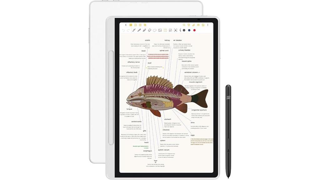digital notebook with pencil