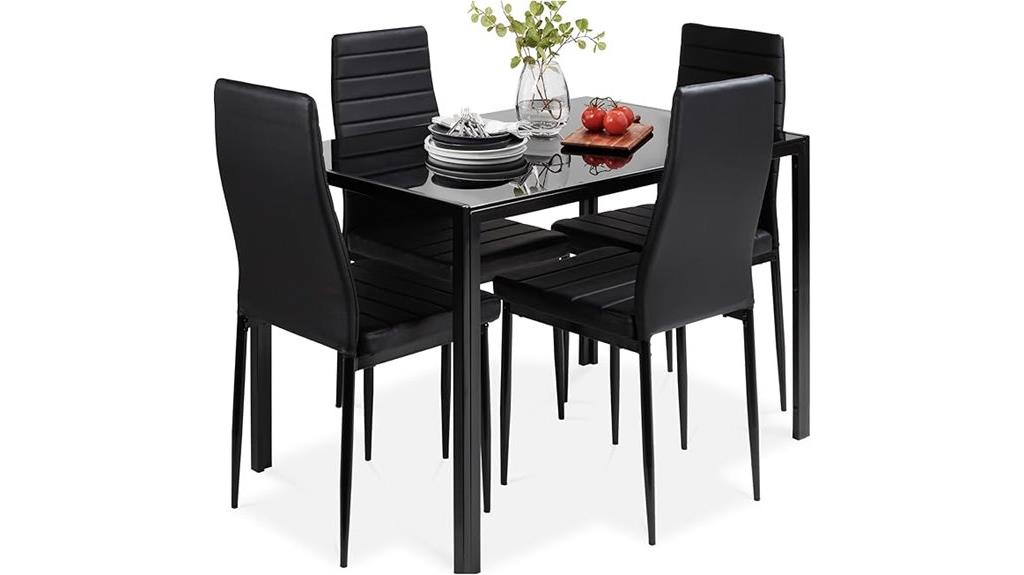 elegant 5 piece glass dining