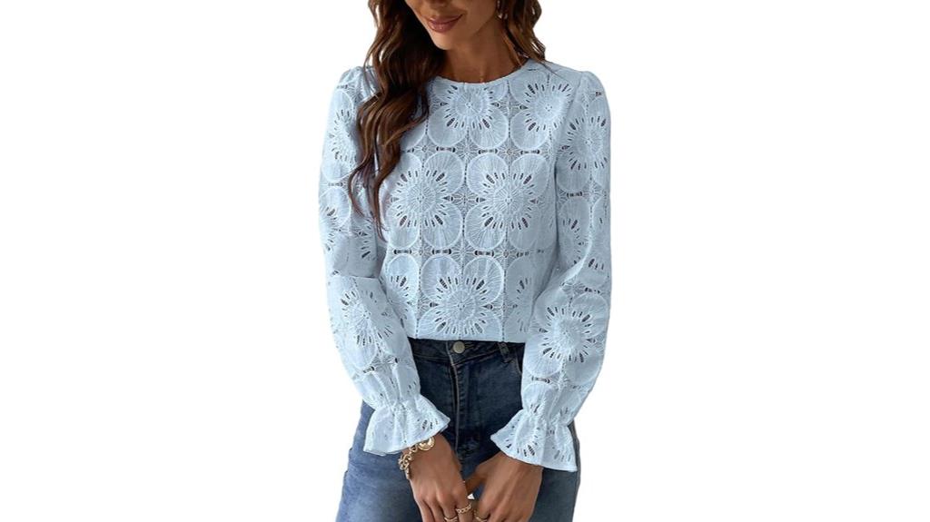 elegant eyelet long sleeve