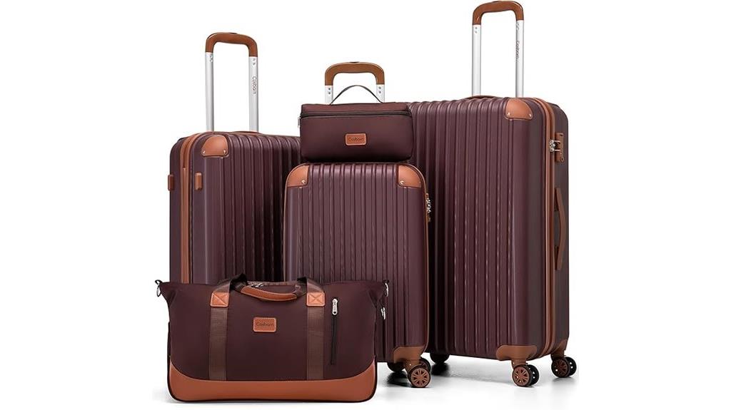 five piece wheeled luggage set