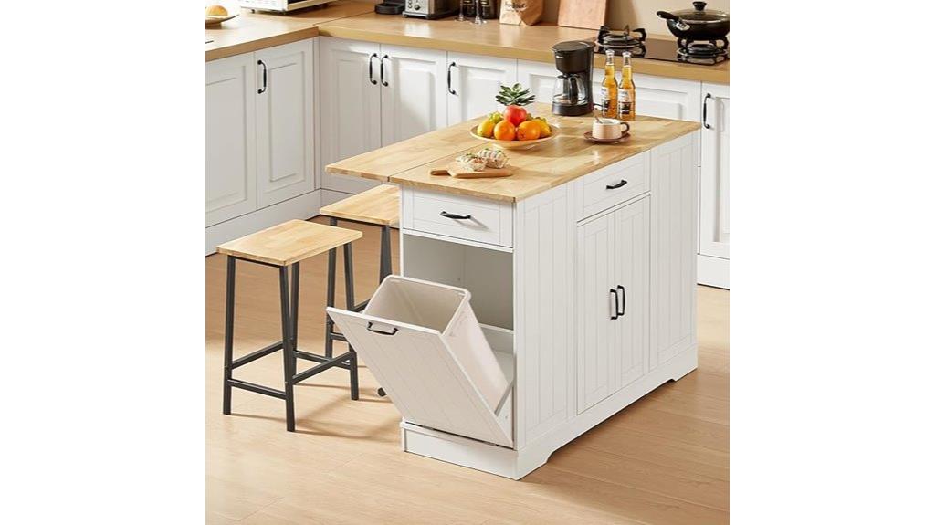kitchen island with accessories