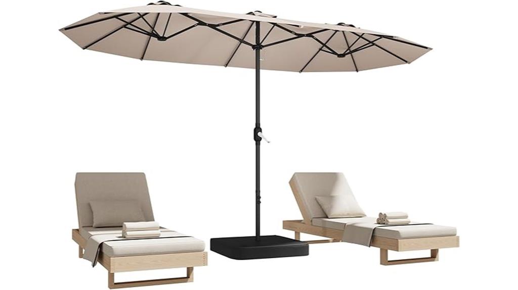 large 15ft double sided patio umbrella
