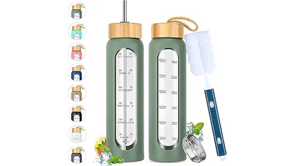 large glass water bottle