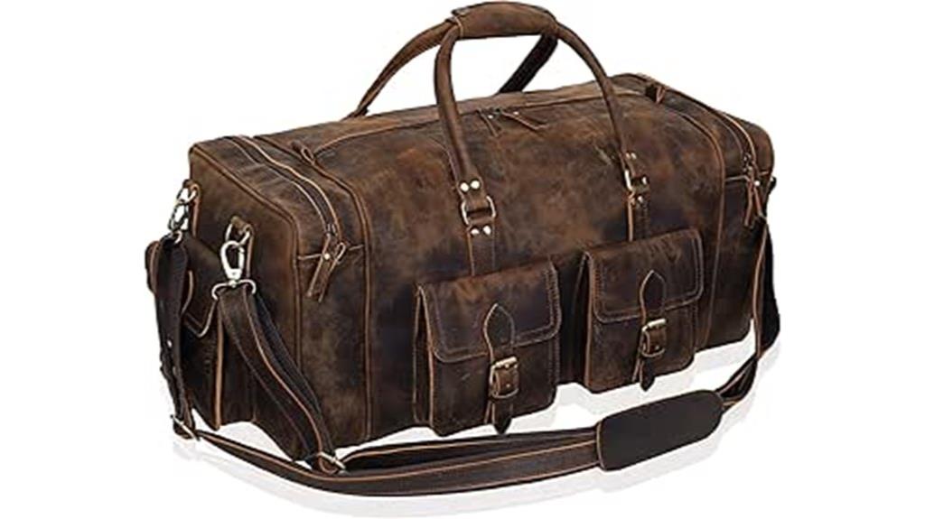 large men s leather duffel