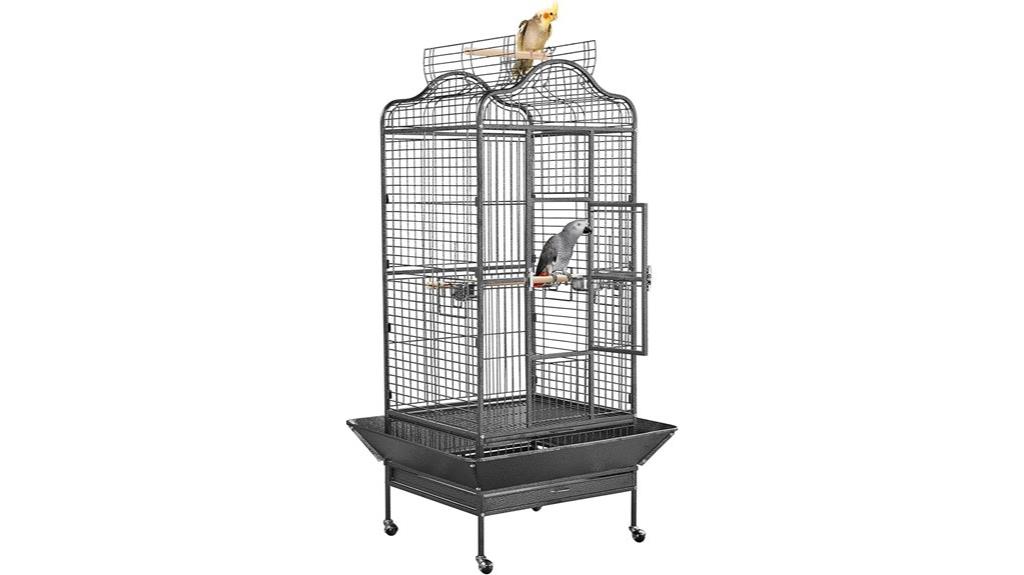 large wheeled bird cage