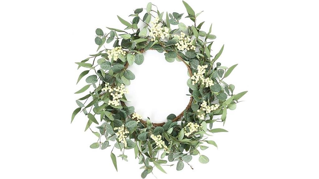 pink eucalyptus door wreath