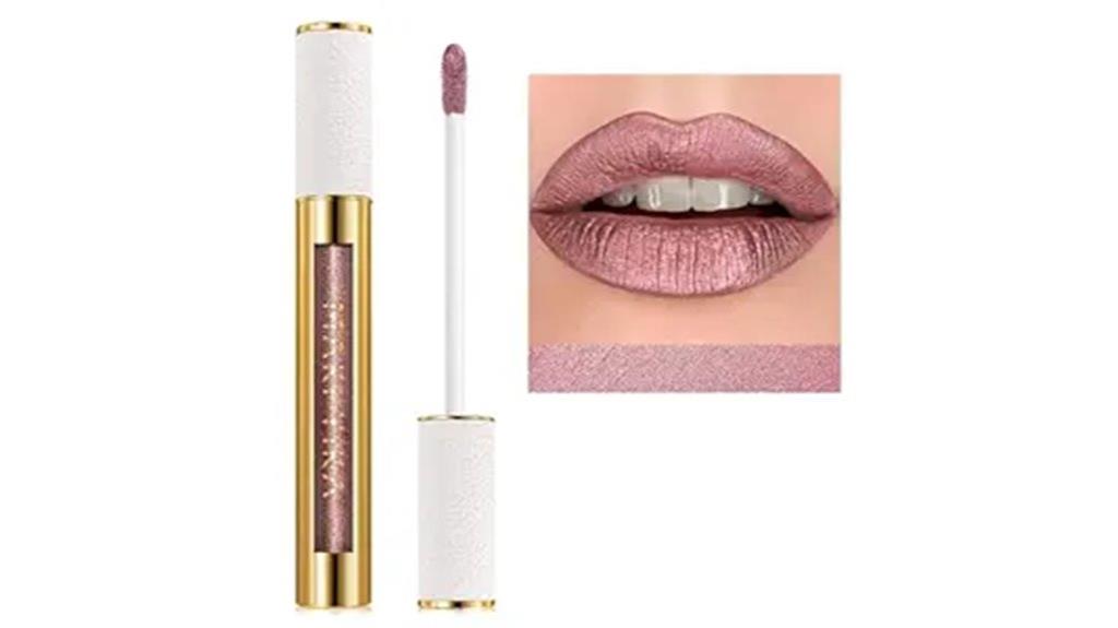 pink metallic lipstick women