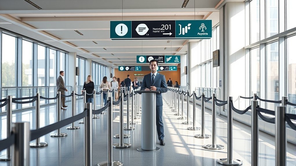 queue signage and attendants