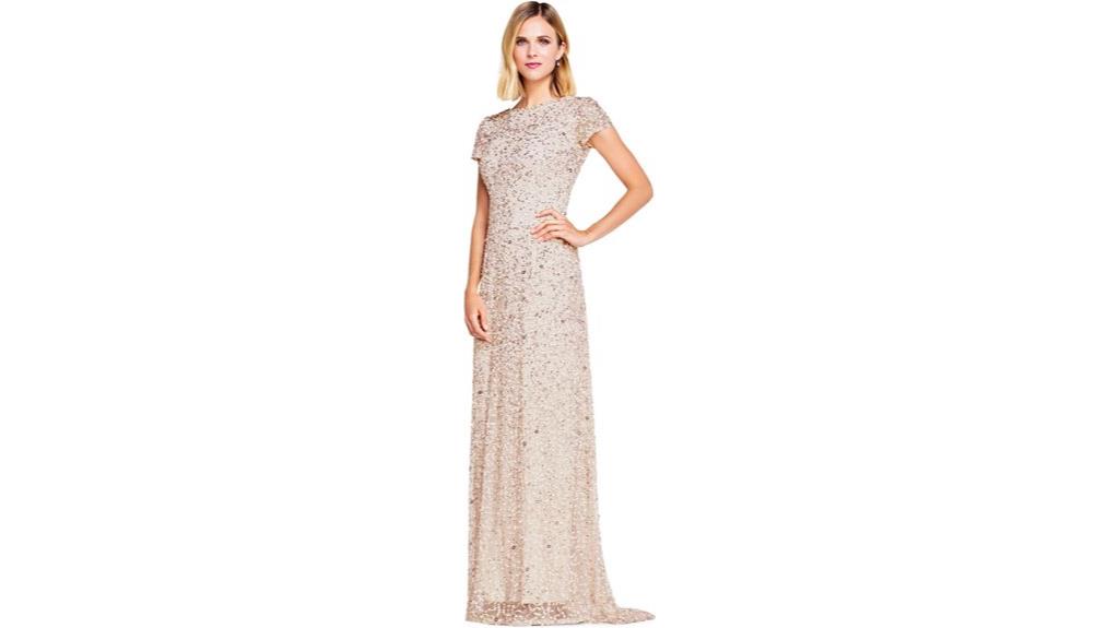 sequin gown with sleeves