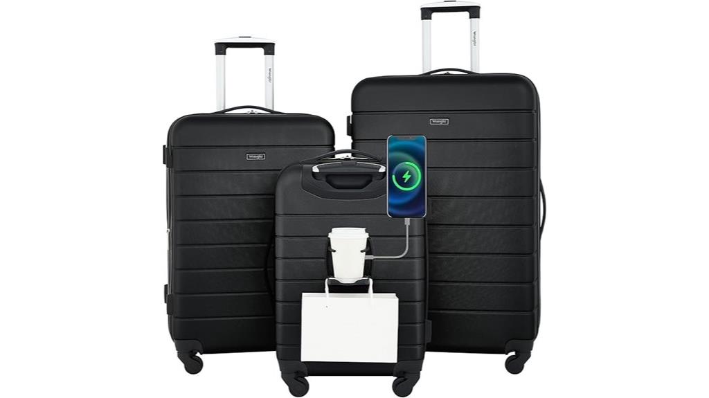 smart black luggage set