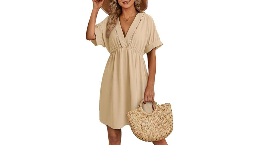v neck short sleeve coverup