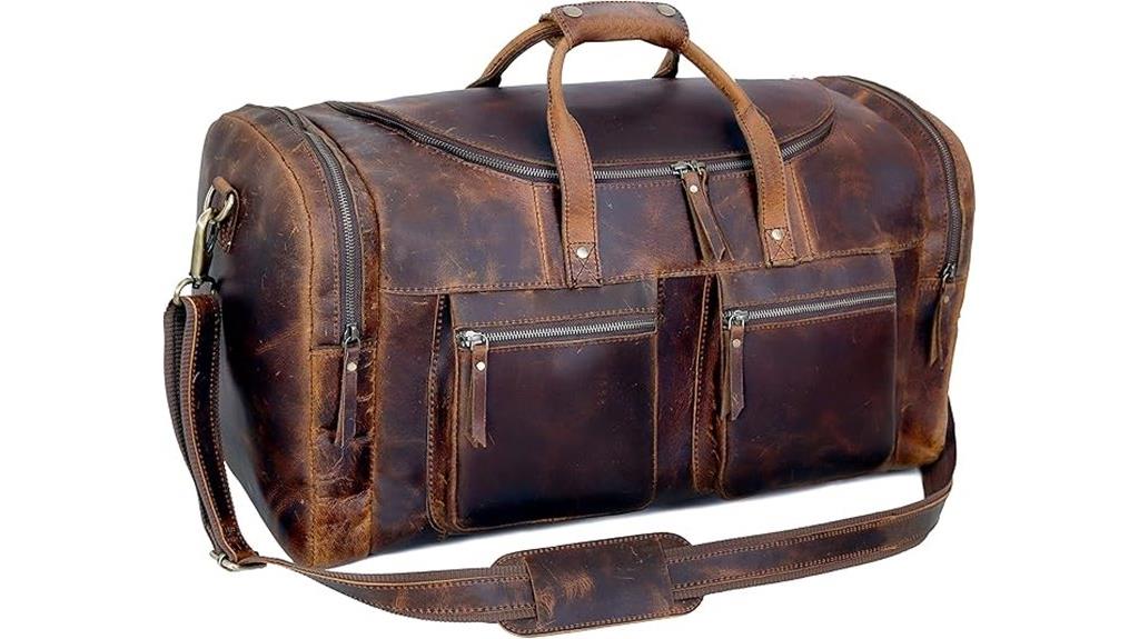 vintage leather duffel bag