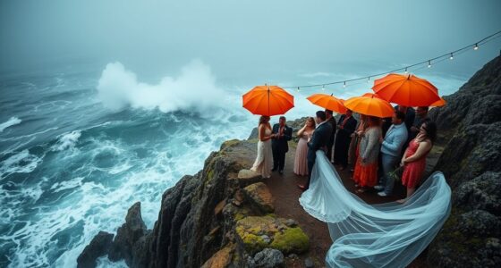 windy cliffside wedding comfort