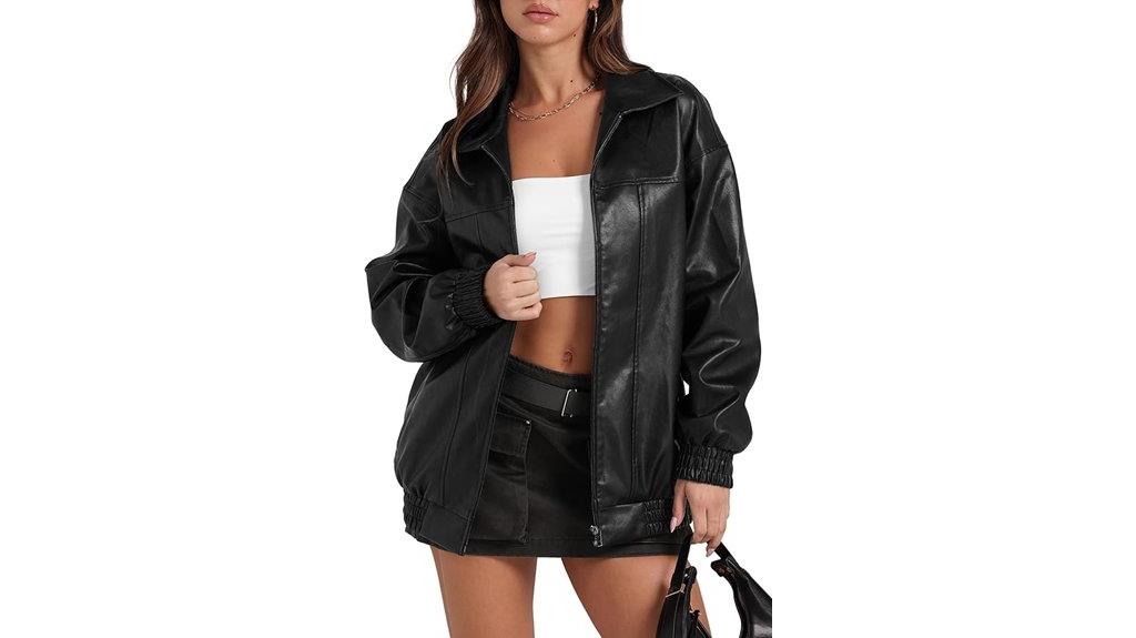 women s faux oversized motorcycle jacket