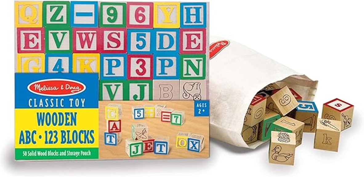 wooden alphabet and number blocks