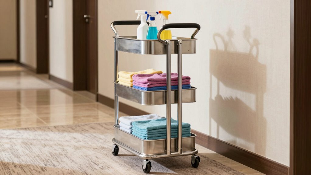 organized ergonomic cleaning cart