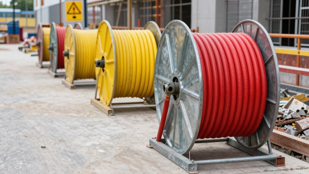 organized hose reel arrangement