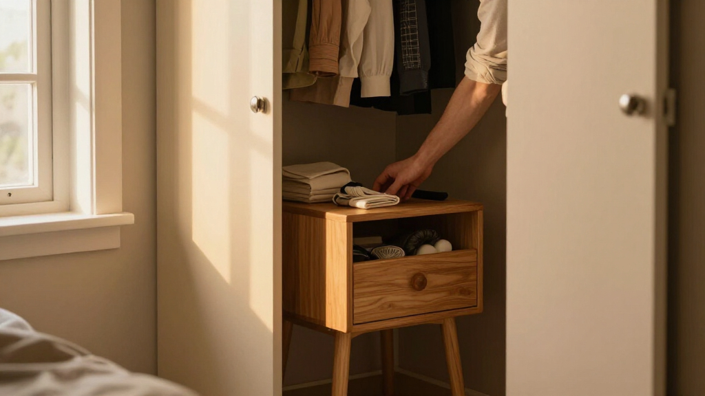 I Put A Nightstand In My Closet, And It Was A Practical Small-Space Storage Hack