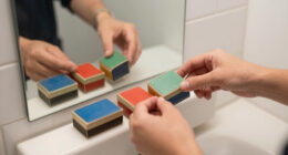 She Put Vintage Matchboxes On Her Tiny Bathroom Mirror, And It’s The Cutest Storage I’ve Seen