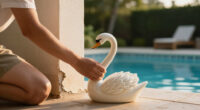 She Used A Ceramic Swan To Hide This Major Bathroom Eyesore